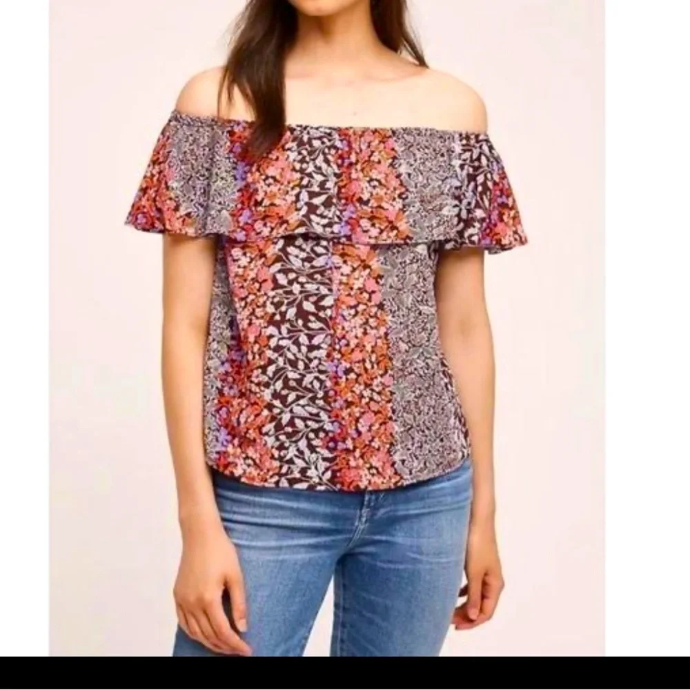 Maeve Anthropologie Sheer Floral Top - Picture 2 of 4